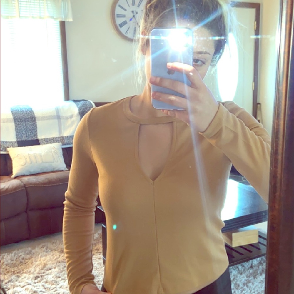 Mustard open V-neck